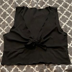 SHEIN black thick strap crop top tie in front